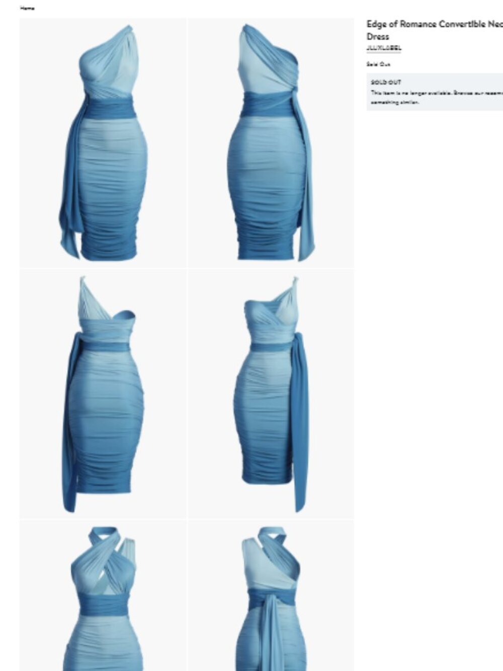 JLUXLABEL Edge of Romance Convertible Neck Midi Dress In Blue Size S